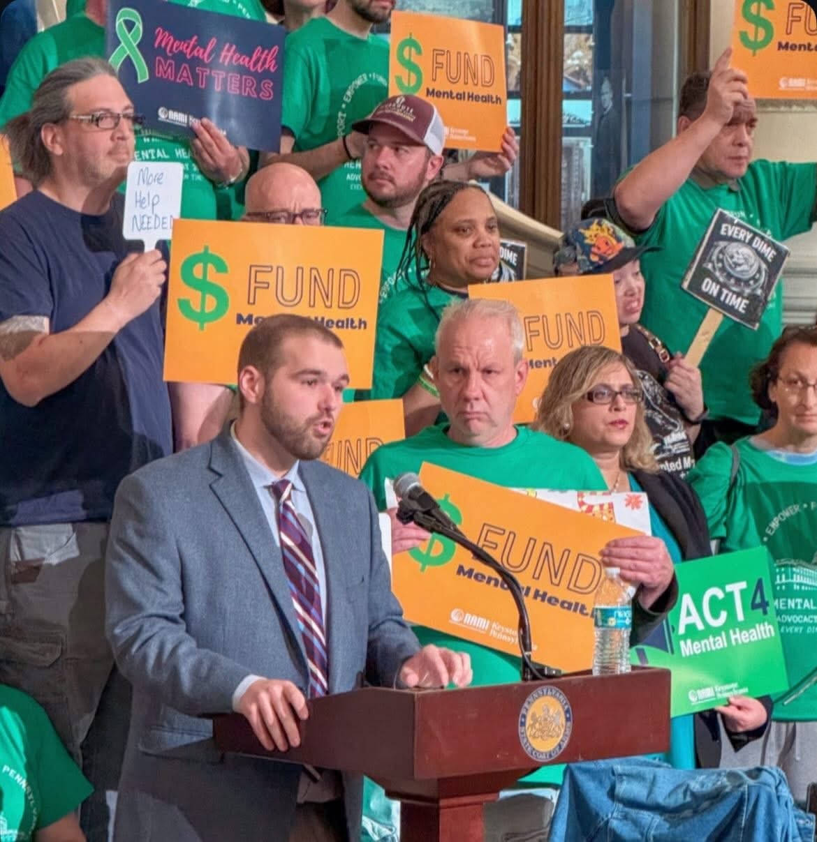 Advocating at the PA State Capitol podium